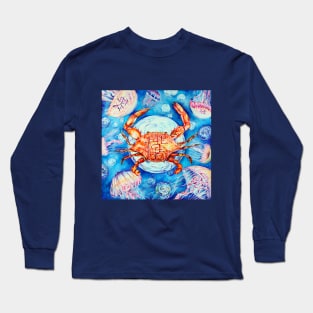 a crab and jellyfish Long Sleeve T-Shirt